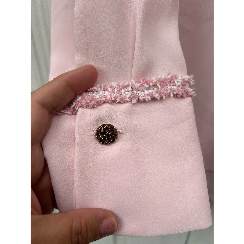 Zara Women's Long Sleeve Pink Collared Textured Combination Shirt, Size M NWT - Picture 4 of 9